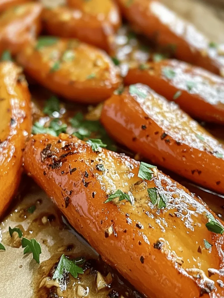 If you're looking for a simple yet delightful side dish to elevate your meals, look no further than honey garlic butter roasted carrots. This dish effortlessly combines the natural sweetness of carrots with the rich, velvety texture of butter and a punch of savory flavor from garlic. Each bite offers a delightful burst of flavor that will leave your taste buds dancing, making it a perfect accompaniment to a wide range of main courses. Whether you are serving it alongside a succulent roast chicken, a grilled steak, or even a hearty vegetarian meal, honey garlic butter roasted carrots bring a vibrant pop of color and flavor to your plate.