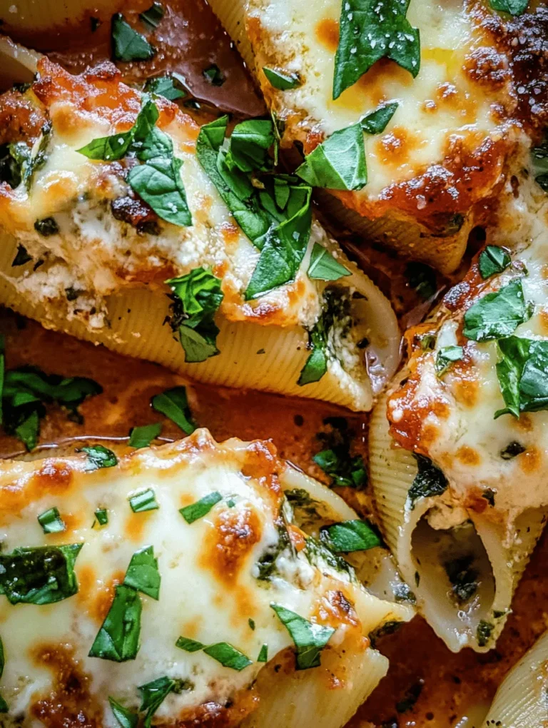 If you're on the lookout for a comforting and satisfying dish that is both easy to prepare and impressive enough for guests, look no further than Easy Spinach & Ricotta Stuffed Shells. This delightful recipe combines jumbo pasta shells with a creamy filling of ricotta cheese and fresh spinach, all smothered in a rich marinara sauce. It's a meal that brings the warmth of home cooking to your table, making it perfect for family dinners, gatherings, or even meal prep for the week ahead.