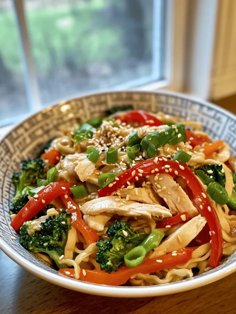 Boneless, skinless chicken breasts are the star ingredient in this Savory Chicken Ramen Stir Fry, providing a lean source of protein that cooks quickly and absorbs flavors beautifully. When selecting chicken for your stir fry, it's essential to choose the best quality available. Look for chicken that is firm to the touch, with a pink hue and no signs of discoloration or odor. Fresh, high-quality chicken not only enhances the dish's flavor but also contributes to its overall nutritional value.