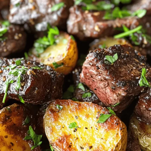 The allure of a perfectly seared steak, rich with the flavors of garlic and herbs, combined with crispy, buttery potatoes is a culinary experience that many home cooks aspire to achieve. The combination of tender steak bites, infused with aromatic garlic butter, and the satisfying crunch of golden potatoes creates a symphony of textures and flavors that delights the palate. In this article, we delve into the delightful recipe for Sizzling Garlic Butter Steak Bites & Crispy Potatoes, a dish that not only tantalizes the taste buds but also promises a satisfying meal for family and friends.