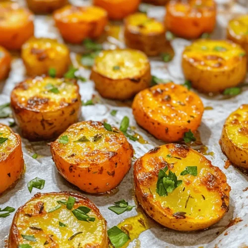 Garlic Herb Roasted Potatoes, Carrots & Zucchini is a vibrant and flavorful dish that brings together the wholesome goodness of root vegetables and zucchini, all perfectly roasted to enhance their natural flavors. This dish is not only visually appealing with its colorful array of vegetables, but it also boasts a delightful aroma that fills your kitchen as it bakes. The crispy edges and tender interiors of the roasted vegetables create a satisfying texture, making this dish a crowd-pleaser at any family gathering or dinner party.
