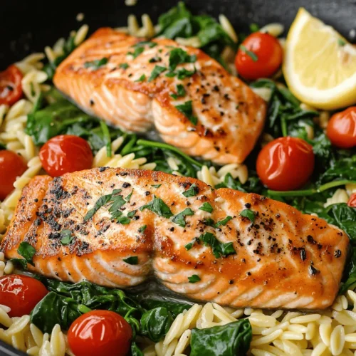 One Skillet Salmon with Lemon Orzo is a culinary delight that brings together the rich flavors of salmon, the satisfying texture of orzo pasta, and the refreshing zing of lemon. This dish is perfect for anyone seeking a healthy yet indulgent meal without the hassle of extensive prep work or cleanup. The beauty of one-skillet meals lies in their simplicity; with all ingredients cooked together in a single pan, you can enjoy a delicious dinner while minimizing the time spent on washing dishes.