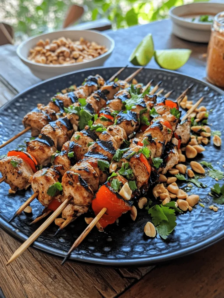In the realm of flavorful and easy-to-prepare meals, Easy Grilled Thai Chicken Skewers with Peanut Sauce stand out as a delightful option. This dish combines the succulent taste of marinated chicken thighs with a rich, creamy peanut sauce, making it perfect for gatherings, weeknight dinners, or simply a treat for yourself. The smoky char from the grill paired with the aromatic spices and the creamy, nutty sauce creates an explosion of flavors that is sure to tantalize your taste buds. Whether you're hosting a backyard barbecue or looking for a quick weeknight meal, these skewers promise satisfaction and ease.