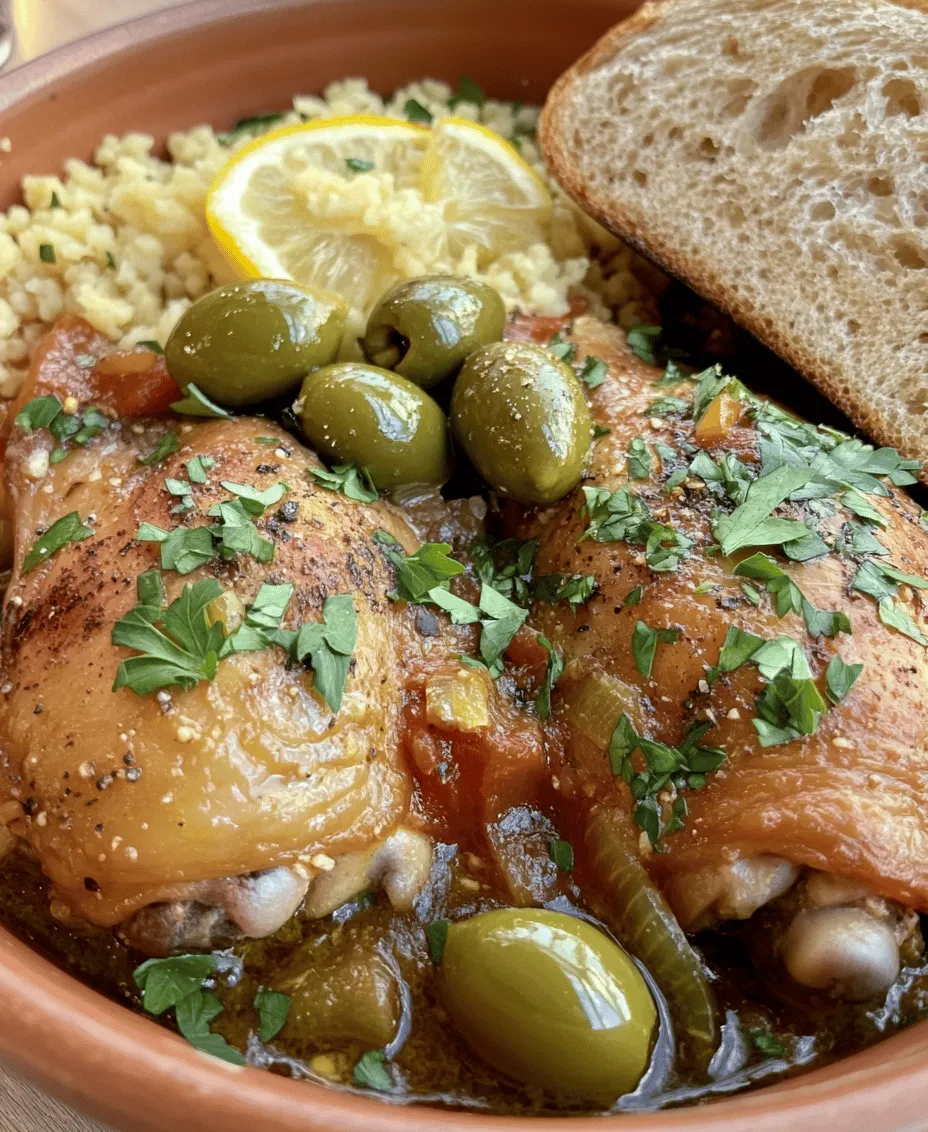 Moroccan Chicken Tagine with Olives and Lemons is a vibrant and flavorful dish that encapsulates the essence of Moroccan cuisine. Known for its rich spices and unique cooking method, tagine dishes are traditionally prepared in earthenware pots that retain moisture and enhance flavors. This iconic recipe combines tender chicken thighs with aromatic spices, briny olives, and zesty preserved lemons, creating a delightful balance of flavors that dance on the palate.
