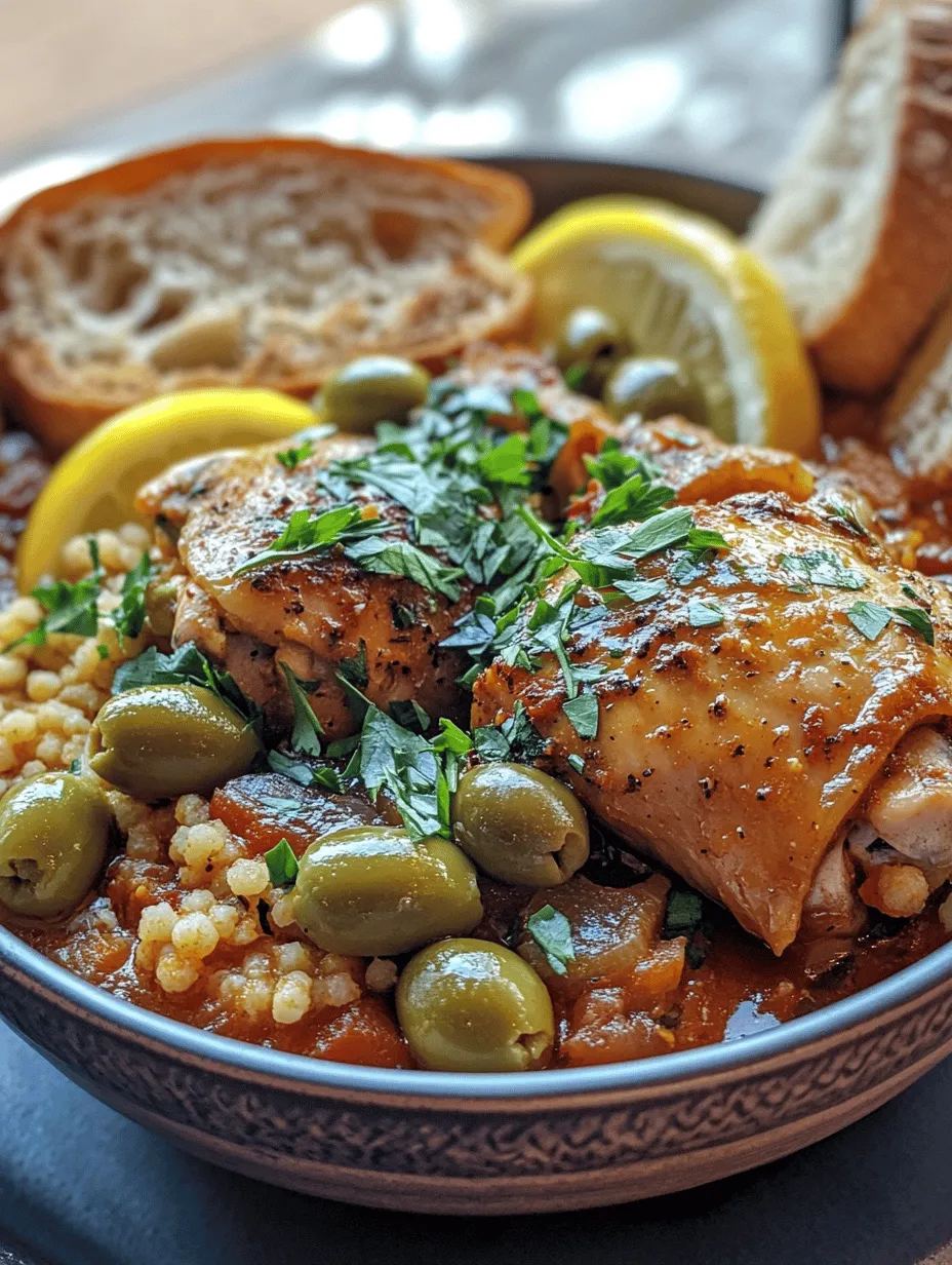 Moroccan Chicken Tagine with Olives and Lemons is a vibrant and flavorful dish that encapsulates the essence of Moroccan cuisine. Known for its rich spices and unique cooking method, tagine dishes are traditionally prepared in earthenware pots that retain moisture and enhance flavors. This iconic recipe combines tender chicken thighs with aromatic spices, briny olives, and zesty preserved lemons, creating a delightful balance of flavors that dance on the palate.