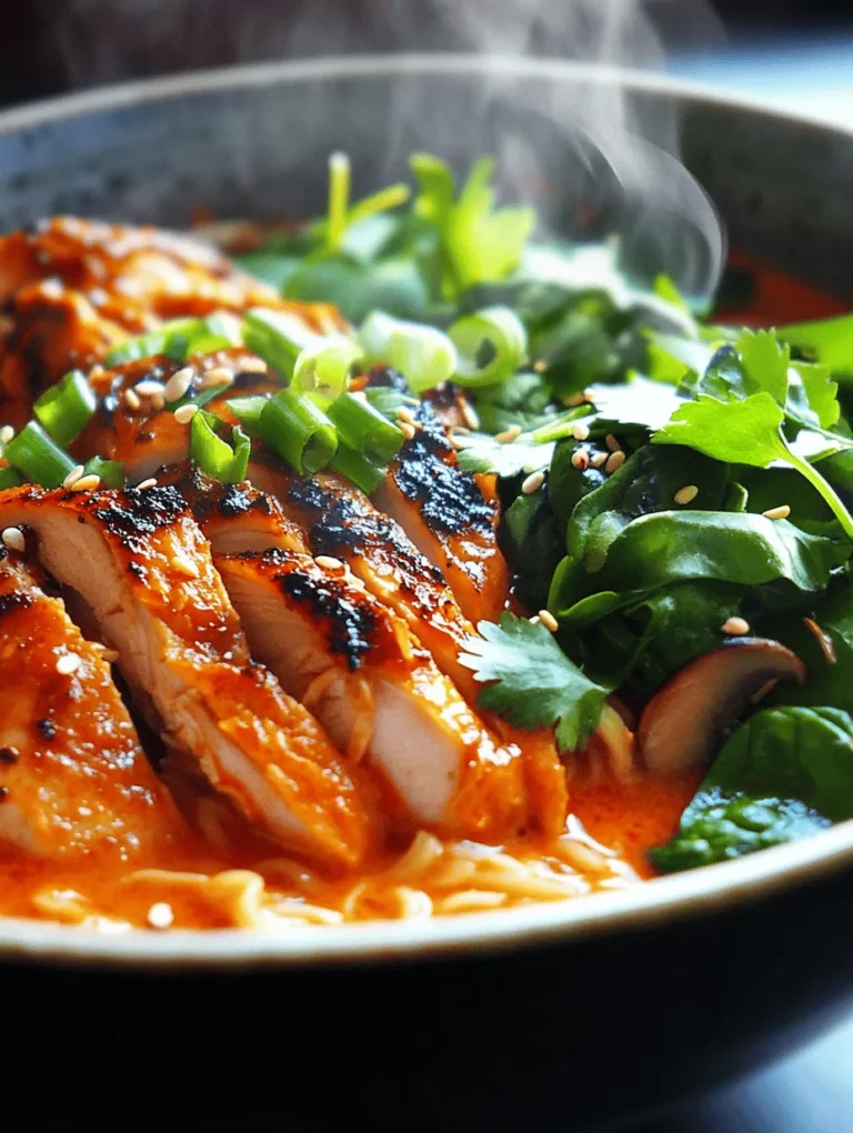 Ramen, a dish deeply rooted in Japanese culture, has become a global phenomenon, celebrated not only for its comforting qualities but also for its endless possibilities for customization. Among the myriad ramen variations, our Fiery Chicken Ramen with Creamy Garlic Sauce stands out for its vibrant flavor profile, combining the spicy kick of sriracha with a luscious, creamy garlic sauce. This recipe is not just a meal; it’s an experience that tantalizes the taste buds and warms the soul.