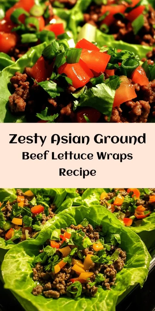 Discover a delightful twist on dinner with these Zesty Asian-Style Ground Beef Lettuce Wraps! Ready in just 30 minutes, this recipe combines juicy ground beef with savory garlic, ginger, and vibrant veggies like bell peppers and mushrooms. Wrapped in crisp lettuce leaves and topped with fresh green onions and cilantro, these wraps are perfect for a quick meal or a fun appetizer. Spice them up with Sriracha for an extra kick! Enjoy the flavors of Asia in every bite!