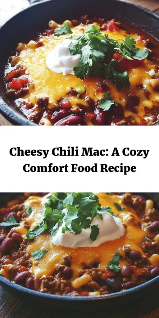 Indulge in this comforting Cheesy Chili Mac Delight that combines the best of macaroni and chili into one delicious dish! Perfect for a quick weeknight dinner, this recipe features hearty elbow macaroni, seasoned ground beef or turkey, kidney beans, and a medley of spices, all topped with gooey cheddar cheese. Serve it with a dollop of sour cream and a sprinkle of fresh cilantro or green onions for an extra flavor boost. Easy to make and sure to please the whole family!