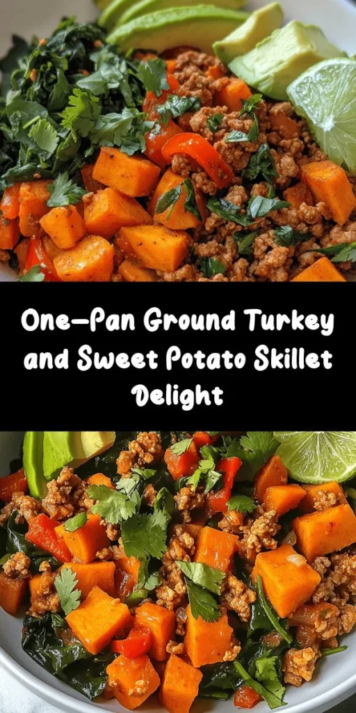 This delicious Ground Turkey Sweet Potato Skillet is a perfect one-pan meal that’s both healthy and easy to make! Packed with protein and nutrients, it features ground turkey, tender sweet potatoes, and vibrant veggies. The blend of spices like cumin and smoked paprika adds a delightful flavor. Ready in just 30 minutes, this dish serves four and is great for busy weeknights. Top it off with fresh cilantro and optional avocado for a tasty finish! Enjoy this nutritious dish that everyone will love.
