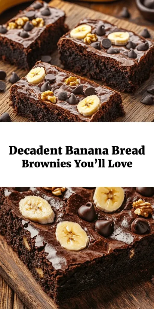 Indulge in the ultimate treat with these Banana Bread Brownies! Combining the moistness of ripe bananas with rich cocoa, these brownies are a delightful twist on traditional banana bread. Super easy to make, just mix, bake, and enjoy! Optional chocolate chips and nuts add a crunchy touch, making each bite a chocolatey delight. Perfect for dessert or a snack, this recipe is sure to become a favorite! Try it today and satisfy your sweet tooth!