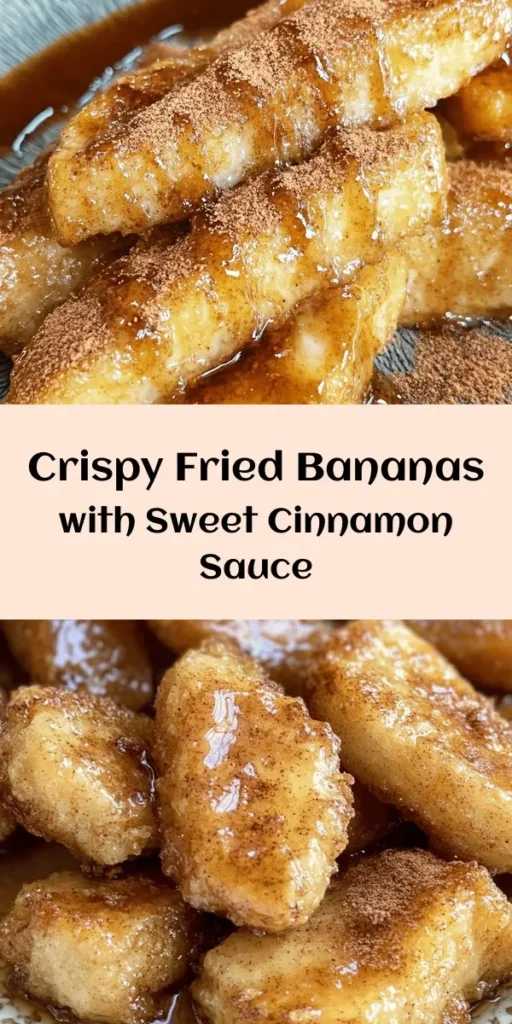 Indulge in a sweet treat with these delicious fried bananas drizzled in a rich cinnamon butter sauce! Made with simple ingredients like ripe bananas, flour, and a hint of vanilla, this recipe is perfect for a quick dessert or snack. The crispy exterior paired with the warm, gooey sauce creates an irresistible combination. Serve them hot and enjoy the delightful flavors that will make your taste buds dance! Perfect for sharing or enjoying solo!