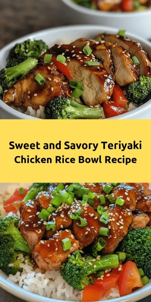 Elevate your dinner with this Sweet & Savory Teriyaki Chicken Rice Bowl! It's a delightful mix of juicy chicken thighs, crisp broccoli, and colorful bell peppers, all drizzled with a homemade teriyaki sauce. Serve it over fluffy jasmine rice and finish with green onions and sesame seeds for a tasty garnish. Perfect for a quick weeknight meal or a cozy gathering, this recipe is ready in just 40 minutes. Try it tonight!