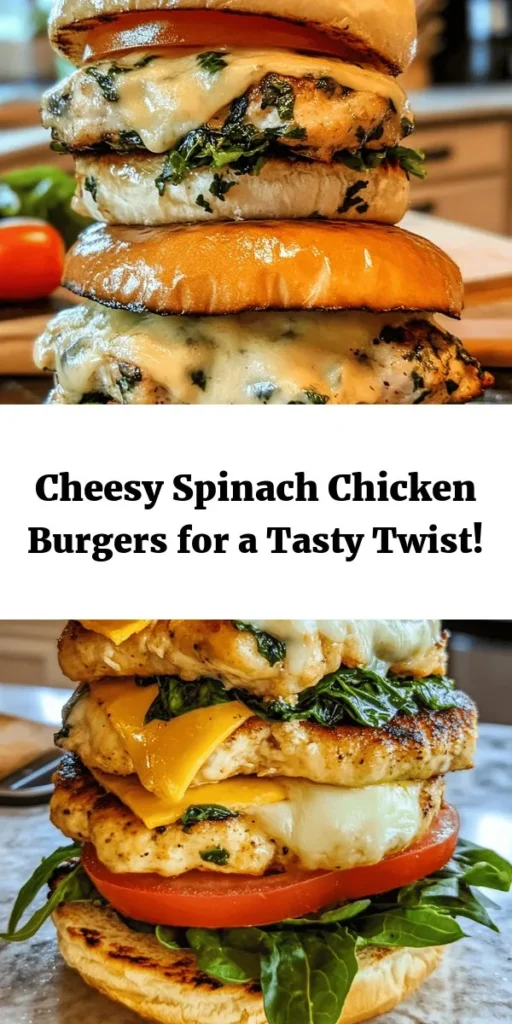 Try these delicious white cheddar & spinach chicken burgers for a healthy twist on a classic favorite! Made with ground chicken, fresh spinach, and creamy white cheddar cheese, these juicy patties are packed with flavor. They're quick to prepare—perfect for a weeknight dinner. Serve them on toasted buns with crisp lettuce and juicy tomato slices. Get ready for a satisfying meal that's sure to impress! Easy to make in just 30 minutes, enjoy with sweet potato fries or a fresh salad.