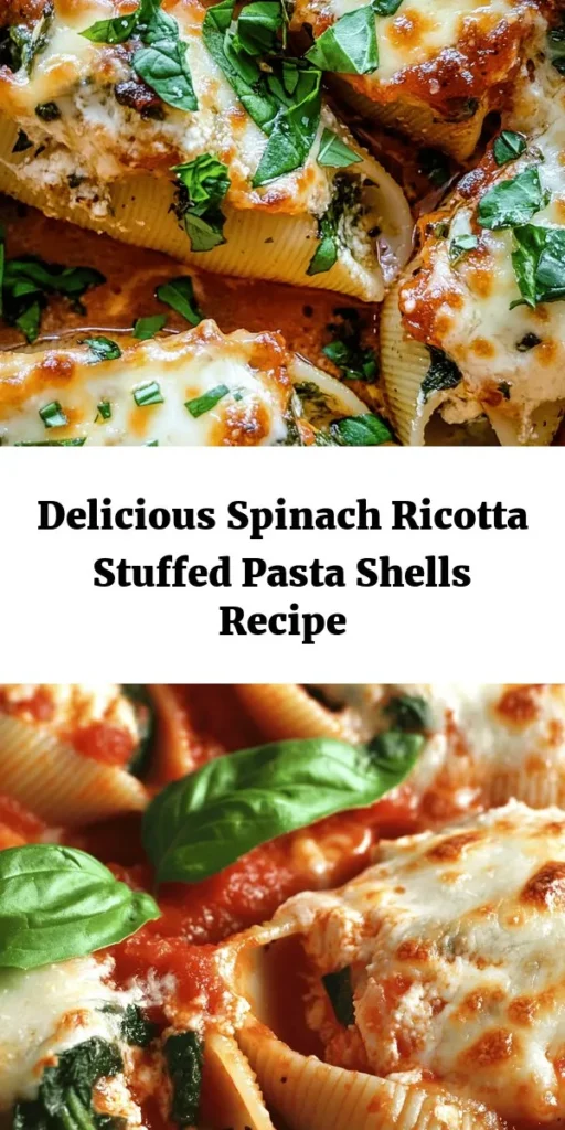 Indulge in these Easy Spinach & Ricotta Stuffed Shells for a delicious and comforting meal! Perfect for dinner or a cozy family gathering, this recipe combines jumbo pasta shells filled with creamy ricotta, fresh spinach, and gooey mozzarella. Topped with marinara sauce and a sprinkle of cheese, they’re baked to perfection and ready to impress. Simple to prepare and bursting with flavor, these shells are sure to become a favorite at your table!