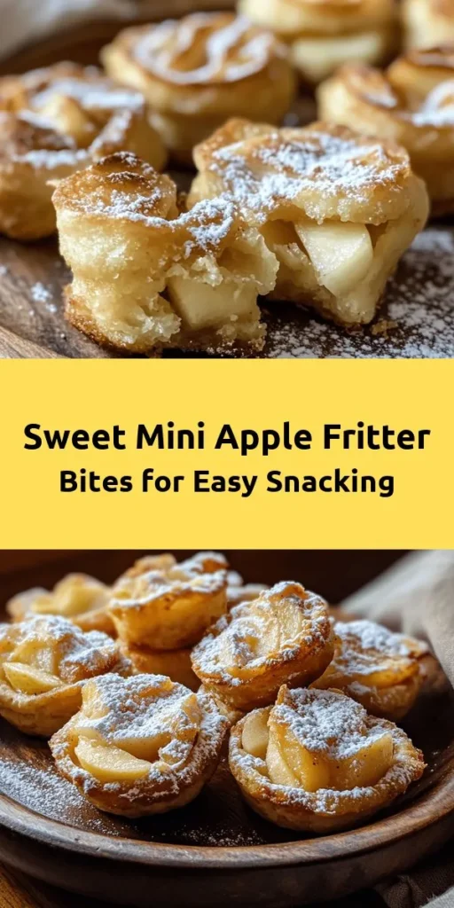 Treat yourself to these delicious Mini Apple Fritter Bites, perfect for any occasion! Made with fresh apples, warm spices, and a fluffy batter, these bite-sized delights are deep-fried to golden perfection and dusted with powdered sugar for an irresistible finish. In just 40 minutes, you can whip up a batch that serves 4-6 people. Enjoy them warm for a cozy snack or dessert that will impress family and friends!