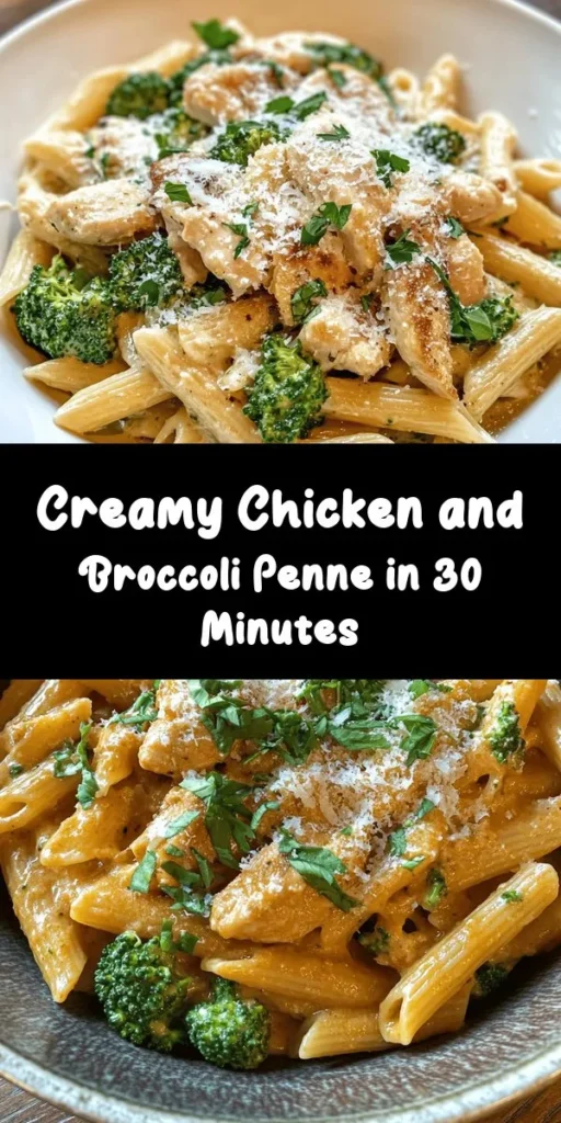 Indulge in this creamy broccoli and chicken penne pasta that’s perfect for a cozy dinner! With tender chicken, vibrant broccoli, and a rich Parmesan sauce, this dish is both satisfying and quick to prepare, taking only 30 minutes from start to finish. Cooked in one skillet, it’s easy to make and even easier to enjoy. Garnish with fresh parsley for a pop of flavor. A delicious meal the whole family will love! Try it tonight and enjoy a creamy delight!