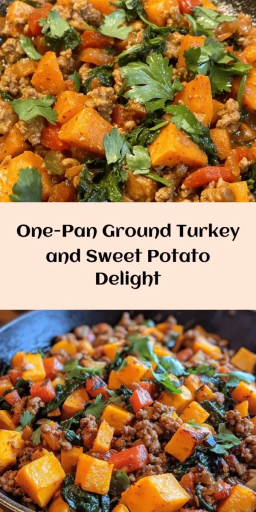 Looking for a quick and nutritious weeknight dinner? Try this Ground Turkey Sweet Potato Skillet! Packed with flavor from sweet potatoes, ground turkey, and colorful veggies, this one-pan meal is both delicious and easy to make. Cooked in just 30 minutes, it's perfect for busy families. With healthy ingredients like spinach and spices, it’s a dish everyone will love. Don’t forget to garnish with fresh cilantro for an extra pop!