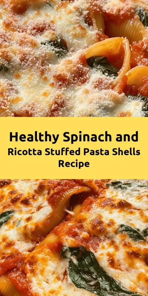 Savor the deliciousness of Easy Spinach and Ricotta Stuffed Shells, a healthy veggie dinner perfect for any night of the week! This simple recipe features jumbo pasta shells filled with a creamy ricotta and spinach mixture, topped with marinara sauce and melted mozzarella. It's quick to prepare, visually stunning, and packed with flavor. Ideal for family meals or impressing guests. Get ready to enjoy a comforting dish that everyone will love!