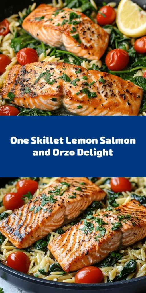 Elevate your dinner routine with this delightful One Skillet Salmon with Lemon Orzo! This quick and flavorful recipe combines tender salmon, zesty lemon, and creamy orzo pasta all cooked in one pan for easy cleanup. With fresh spinach and cherry tomatoes added for color and nutrients, this dish is not only delicious but also a healthy choice. Perfect for busy weeknights, enjoy a gourmet meal in just 30 minutes!