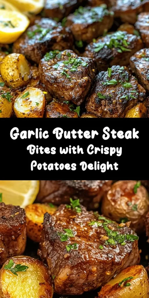 Indulge in these savory garlic butter steak bites paired with crispy roasted potatoes! This simple recipe features tender sirloin steak seasoned to perfection and coated in a flavorful garlic butter sauce with fresh herbs. The baby potatoes become golden and crispy in the oven, providing the perfect side. Ideal for a weeknight dinner or a special occasion, this dish is sure to impress. Enjoy with a squeeze of lemon for an extra burst of flavor!