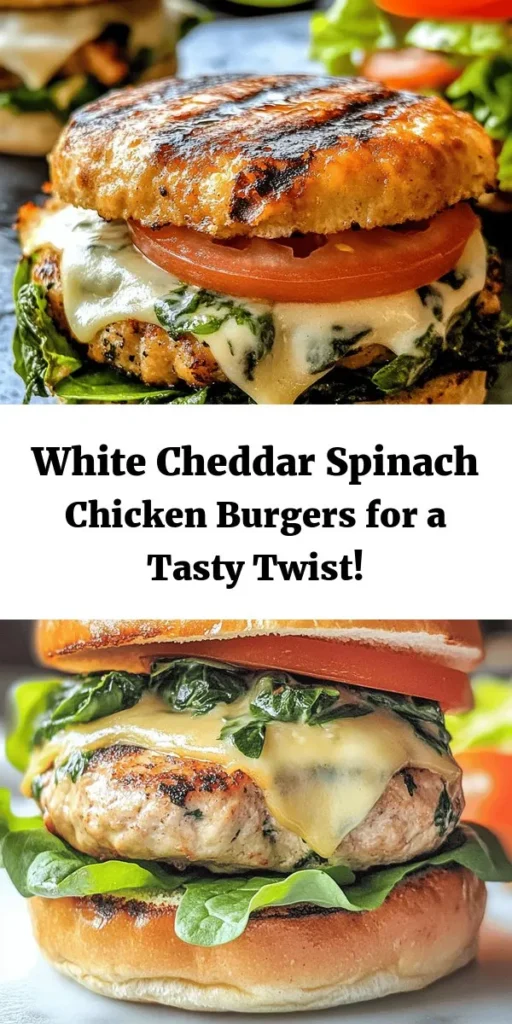 Looking to spice up your burger night? Try these flavorful White Cheddar and Spinach Chicken Burgers! Made with fresh spinach, tangy white cheddar, and seasoned perfectly, they’re a delicious twist on classic burgers. Easy to make and ready in just 30 minutes, these patties are packed with flavor and goodness. Serve them on toasted buns with your favorite toppings like avocado and aioli for a meal everyone will love. Perfect for lunch or dinner!