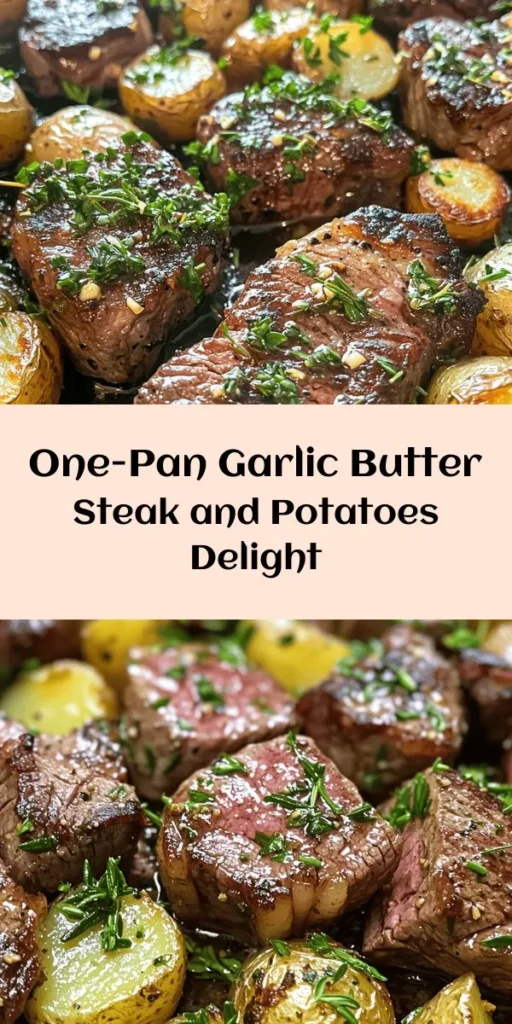 Savor the delicious flavors of this Garlic Butter Steak and Potatoes Skillet, a perfect meal for any night! Tender cubed sirloin steak and crispy baby potatoes are coated in a rich garlic butter sauce and seasoned with rosemary and thyme. Ready in just 30 minutes, this easy recipe packs a punch of flavor and is sure to impress! Don’t forget to garnish with fresh parsley for a burst of color. Your family will love this hearty dish!
