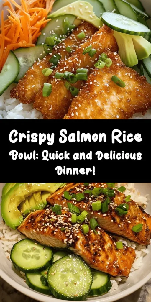 Savor the flavors of a crispy salmon and rice bowl that's easy to whip up and sure to please! This recipe features succulent salmon fillets, perfectly cooked jasmine rice, and fresh veggies like avocado, cucumber, and carrots. Drizzled with a delicious soy, honey, and sesame sauce, this dish is not just tasty but also visually appealing. Perfect for a weeknight dinner or meal prep, enjoy a wholesome and satisfying bowl in just 40 minutes!