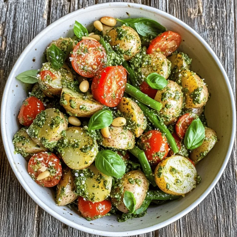 When it comes to summer gatherings, festive barbecues, or simply enjoying a delightful meal at home, a refreshing Pesto Potato Salad offers a unique and vibrant alternative to the traditional potato salad. This dish harmoniously combines the heartiness of tender baby potatoes with the aromatic freshness of homemade pesto, creating a flavor experience that is both satisfying and invigorating. The creamy texture of the potatoes contrasts beautifully with the herbaceous notes of basil, garlic, and Parmesan, making it a dish that pleases both the palate and the eye.