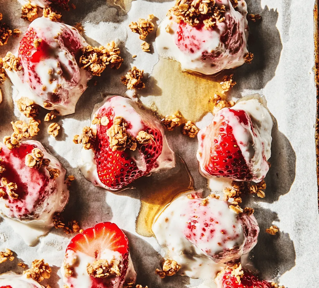 Frozen Strawberry Yogurt Clusters are bite-sized, frozen treats made by coating fresh strawberries in a creamy yogurt mixture and freezing them until solid. The appeal of these clusters lies in their perfect balance between indulgence and health. They deliver the sweet, juicy goodness of strawberries combined with the rich, tangy flavor of yogurt, creating a satisfying snack that feels like a treat but is packed with nutrients.