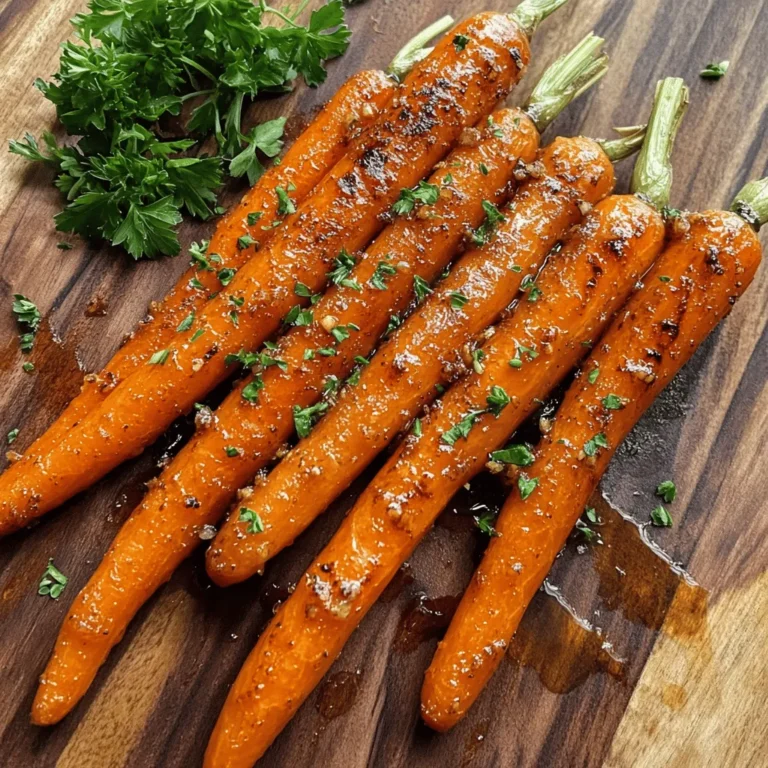 If you're looking for a side dish that perfectly balances sweet and savory flavors, look no further than Honey Garlic Butter Roasted Carrots. This dish is not just a feast for the eyes with its vibrant orange hue but also a tantalizing treat for the palate. The natural sweetness of the carrots is enhanced by the rich, buttery glaze infused with the aromatic goodness of garlic and honey. This combination creates a dish that complements various meals, from roasted meats to vegan entrees, making it a versatile addition to any dining table.