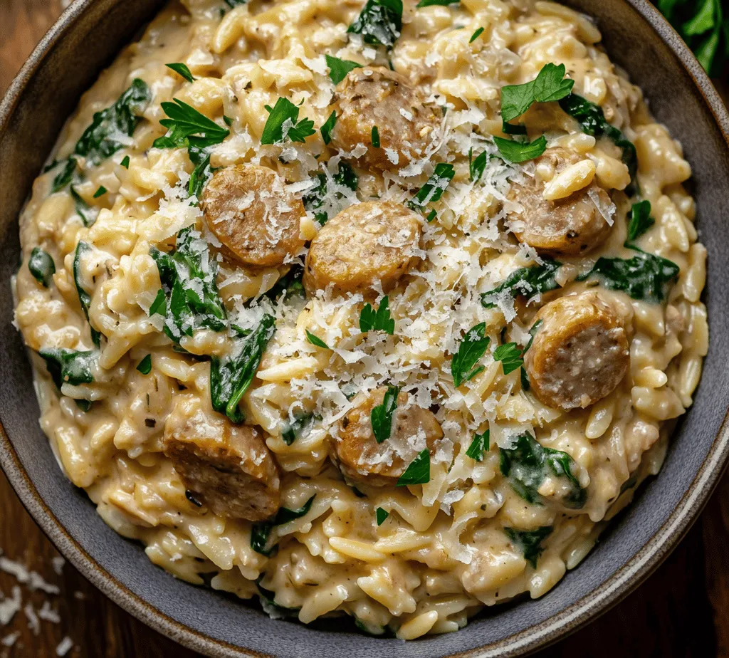 In the realm of weeknight dinners, few dishes can rival the charm and convenience of a one-pan meal. Among these culinary treasures is the delightful Creamy Chicken Sausage Orzo, a dish that seamlessly combines hearty ingredients into a comforting and satisfying bowl of goodness. This recipe not only stands out due to its rich, creamy texture but also because of its tantalizing flavors that arise from the combination of chicken sausage, tender orzo pasta, and vibrant spinach.