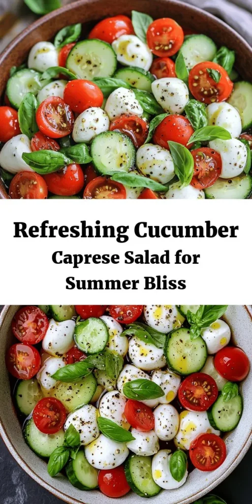 Enjoy the vibrant flavors of summer with this Fresh Cucumber Caprese Salad! Made with crunchy cucumbers, juicy cherry tomatoes, and creamy mozzarella, this salad is a delightful twist on a classic. Tossed with fresh basil and a simple balsamic vinaigrette, it’s perfect as a light appetizer or a refreshing side dish. Ready in just 25 minutes, this recipe is not only quick but also packed with taste. Dive into a bowl of freshness today!
