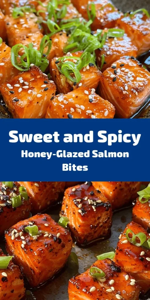 Indulge in these Spicy-Sweet Hot Honey Salmon Bites that are perfect for any occasion! With tender salmon cubes seasoned with a savory blend of spices, then baked to perfection, they are a delightful combination of flavors. Drizzle a hot honey glaze mixed with soy sauce and fresh lemon juice for that finishing touch, and garnish with green onions and sesame seeds. Quick and easy to make in just 25 minutes, this dish is sure to impress your guests and tantalize your taste buds!