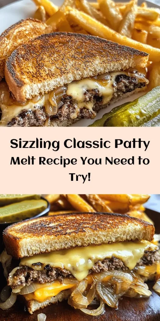 Get ready to indulge in the ultimate comfort food with this Sizzling Classic Patty Melt! This mouthwatering recipe features juicy beef patties, melted cheese, and perfectly caramelized onions, all nestled between crispy rye bread. In just 45 minutes, you can whip up this delightful sandwich that's perfect for lunch, dinner, or a cozy night in. Serve alongside pickles or fries for a complete meal that will leave everyone wanting more!