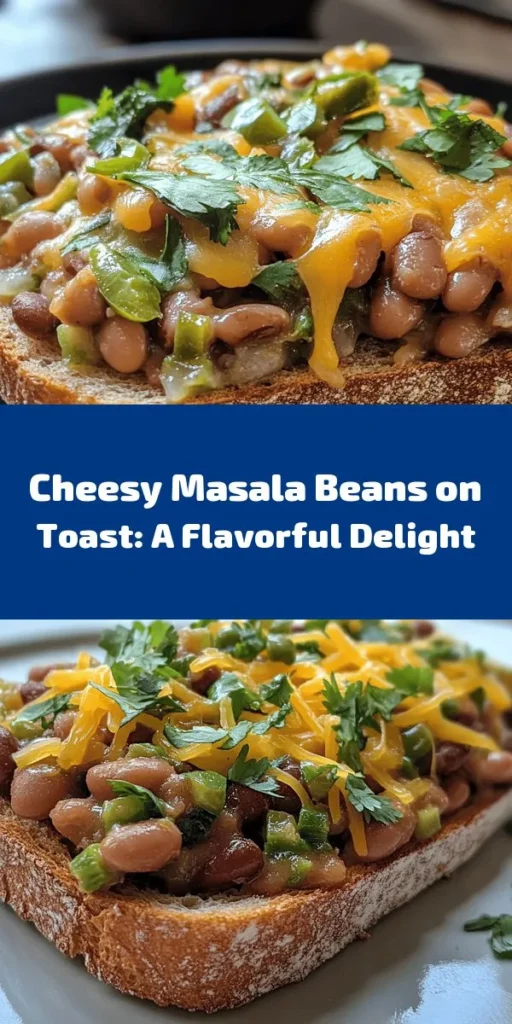 Looking for a quick and delicious meal? Try this cheesy masala beans on toast recipe! With a blend of mixed beans sautéed with aromatic spices, garlic, and onion, this dish brings bold flavors to your table. Topped with gooey melted cheese and served on crispy whole-grain bread, it's perfect for breakfast or a tasty snack. Garnish with fresh cilantro for that extra touch. Easy to make and packed with protein, it's sure to become a favorite!