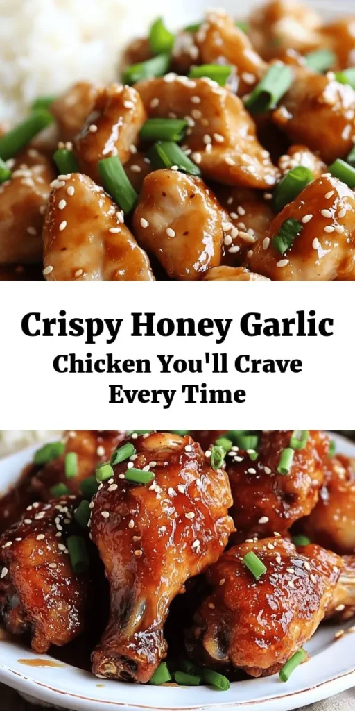 Indulge in this crispy Chinese honey garlic chicken that’s bursting with flavor! Perfectly coated marinated chicken thighs are fried to golden perfection and tossed in a sticky sweet and savory honey garlic sauce. This delightful dish comes together in just 30 minutes and serves up a satisfying meal for four. Pair with steamed rice for a complete feast. Get ready for an explosion of taste with every bite! 🍯🍗✨