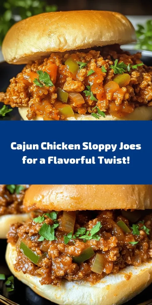 Spice up your weeknight dinners with these Sizzling Cajun Chicken Sloppy Joes! This quick 30-minute recipe features ground chicken cooked to perfection with sautéed onions and bell peppers, seasoned with zesty Cajun spices. Serve on toasted buns and top with fresh parsley for a delicious twist on a classic dish. Perfect for a casual family meal or game day treat. Pair with chips or a salad for the ultimate dining experience!