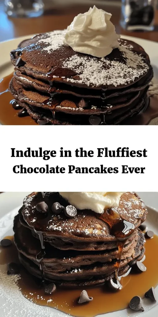 Treat yourself to the most amazing chocolate pancakes that will brighten any breakfast! This easy recipe combines rich cocoa and chocolate chips for a delightful twist on a classic. With just a few simple ingredients like flour, milk, and eggs, you can whip up fluffy, chocolatey goodness in no time. Top them with powdered sugar, maple syrup, or whipped cream for the ultimate indulgence. Perfect for a cozy weekend brunch or any day you need a little sweet boost!