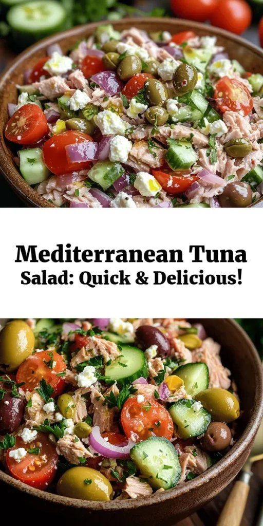 Dive into this Mediterranean Magic Tuna Salad for a quick and refreshing meal! Combining succulent tuna with juicy cherry tomatoes, crunchy cucumber, and tangy Kalamata olives, this salad is packed with flavor. Toss in feta cheese, capers, and fresh parsley for an extra burst of taste. Drizzled with a simple olive oil and red wine vinegar dressing, it’s a perfect light lunch or dinner. Ready in just 10 minutes, it’s healthy, delicious, and satisfying!