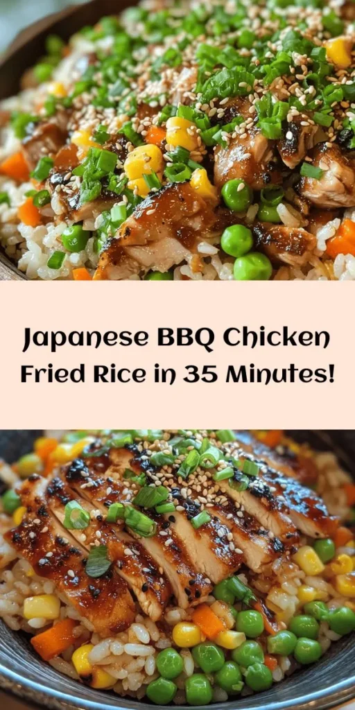 Indulge in a delightful Savory Japanese BBQ Chicken Fried Rice Extravaganza! This vibrant dish features tender marinated chicken, colorful veggies, and fragrant jasmine rice, all tossed together in a medley of flavors. It’s quick to prepare, perfect for busy weeknights or casual gatherings. Elevate your meal with a hint of gochujang for a spicy twist, and don’t forget to garnish with sesame seeds and fresh green onions. A family favorite in just 35 minutes!