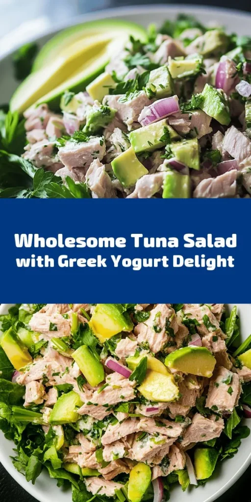 Discover the ultimate Tasty & Wholesome Tuna Salad that's both satisfying and nutritious! This quick recipe combines canned tuna with creamy Greek yogurt and zesty Dijon mustard, mixed with crunchy celery, red onion, and dill pickles for that perfect crunch. Serve it over a bed of fresh mixed greens and add avocado for an extra touch. Ideal for meal prep or a light lunch, it’s ready in just 15 minutes and perfect for 4 servings. Enjoy a delicious twist on a classic!