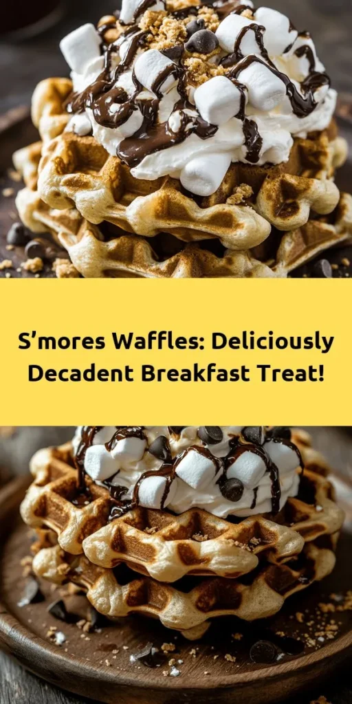 Treat yourself to these indulgent s’mores waffles that combine all your favorite campfire flavors in a delicious breakfast! With a fluffy waffle base mixed with mini marshmallows, chocolate chips, and crushed graham crackers, these are sure to delight everyone. Top them off with whipped cream, chocolate sauce, and a sprinkle of extra marshmallows for the ultimate s'mores experience. Perfect for breakfast, brunch, or dessert! Enjoy this easy recipe in just 30 minutes!