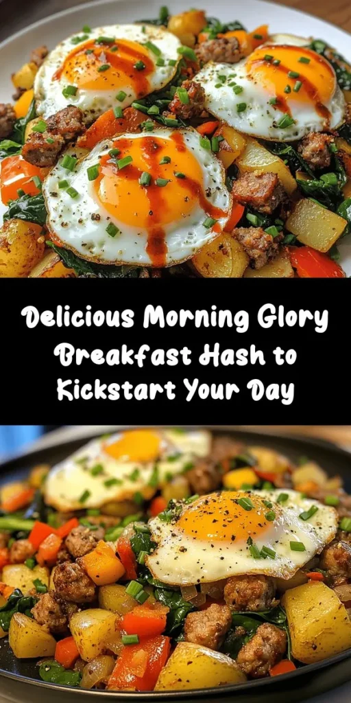 Start your day off right with this delicious Morning Glory Breakfast Hash! This hearty dish combines crispy potatoes, sautéed onions, and vibrant bell peppers, all mixed with savory sausage and fresh spinach. Top it off with perfectly cooked eggs and a sprinkle of fresh herbs for added flavor. Ready in just 30 minutes, this recipe is perfect for meal prepping or a weekend brunch. Don't forget a dash of sriracha for a little kick! Enjoy a wholesome breakfast that the whole family will love.
