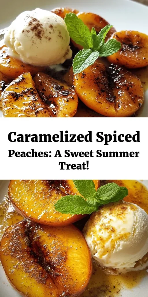 Indulge in this delightful recipe for sweet and spiced pan-fried peaches that takes just 15 minutes to prepare! Perfect for summer, these juicy peaches are caramelized to perfection with butter, brown sugar, and warm spices like cinnamon and nutmeg. Served warm and drizzled with a luscious sauce, they make an irresistible dessert when paired with vanilla ice cream or whipped cream. Garnish with fresh mint for an extra touch of elegance. Enjoy this simple yet delicious treat!