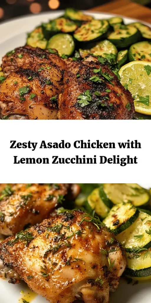 Get ready to savor the incredible flavors of Asado Chicken Delight paired with zesty lemon zucchini! This easy recipe features juicy marinated chicken thighs infused with garlic, smoked paprika, and lime, perfectly grilled or baked to perfection. The sautéed zucchini, brightened with lemon and dill, makes for a tasty side. Ideal for a weeknight dinner or a weekend gathering, it's a dish everyone will love. Quick prep, big flavor—enjoy!